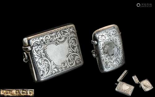 Early 20th Century Sterling Silver Hinged Vesta Case, Vacant...