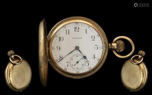 Waltham Gold Filled Full Hunter Keyless Pocket Watch, Guaran...