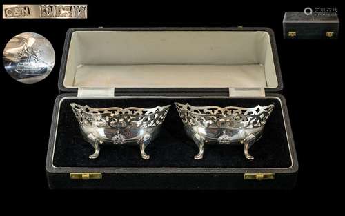 Queen Elizabeth II Fine Quality Boxed Pair of Sterling Silve...