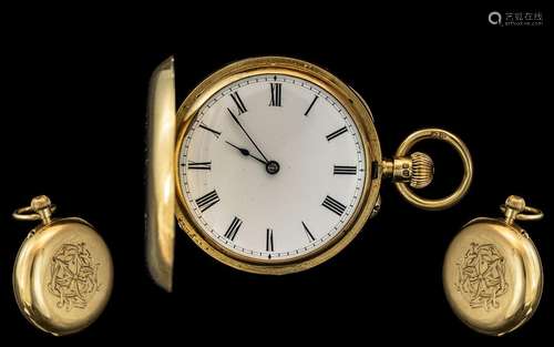 Ladies Superb 18ct Gold - Keyless Full Hunter Pocket Watch o...