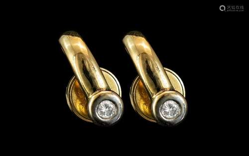 18ct Gold Diamond Earrings Each Set With A Round Modern Bril...