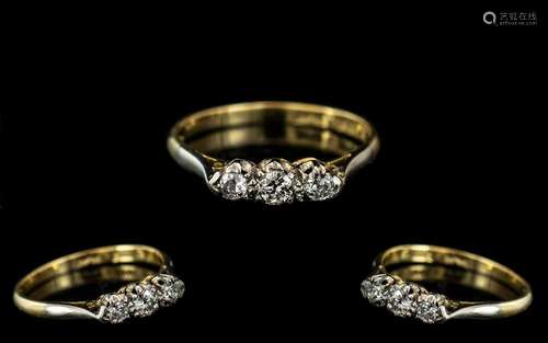 18ct Gold and Platinum Attractive 3 Stone Diamond Set Ring o...