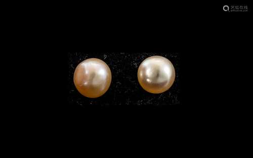 Natural Pale Peach Cultured Pearl Stud Earrings, single, pea...