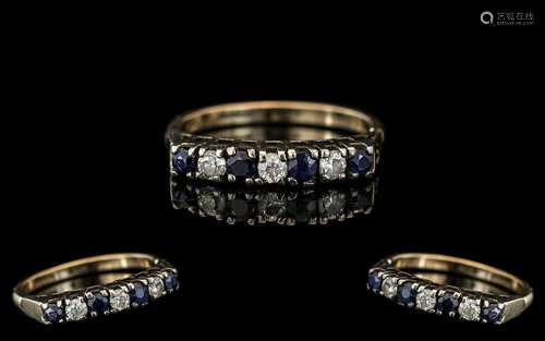 Ladies 9ct Gold Attractive Diamond and Sapphire Set Ring. Fu...