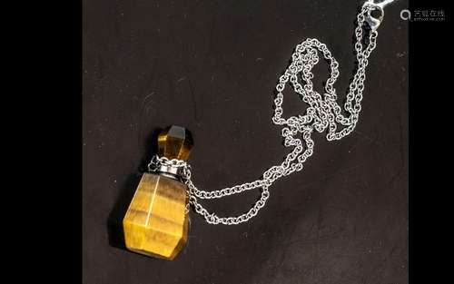 Tiger Eye Perfume Bottle Pendant Necklace, the bottle cut fr...