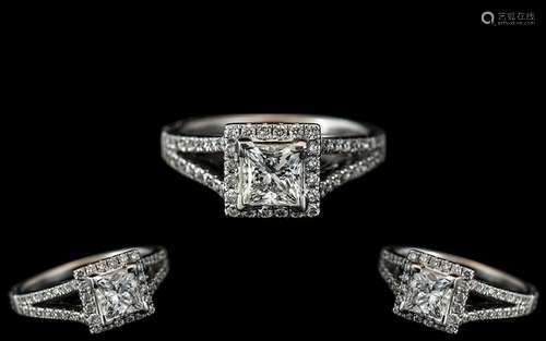 Platinum - Superb Split-Set Diamond Set Dress Ring. The Cent...