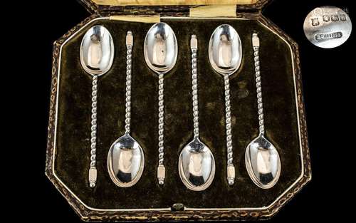 Boxed Set Of Six Silver Teaspoons With Barley Twist Handles ...