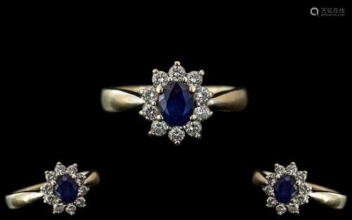 18ct Gold Attractive and Petite Diamond and Sapphire Set Rin...