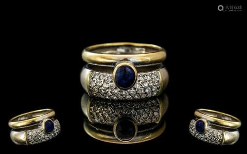 18ct Gold Bespoke Diamond and Sapphire Set Designer Ring, th...