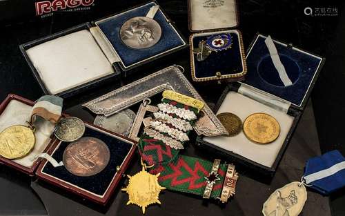 Collection of Silver & Enamel Badges & Medals, inclu...