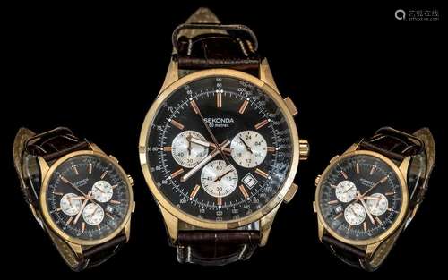 Sekonda Large Gents Gold on Steel Cased Chronograph Watch, N...