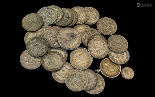 A Small Collection of Pre 1947 English 50 % ( Silver ) Silve...