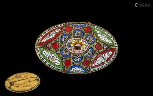 Italian - 19th Century Mosaic Brooch of Oval Form. 2 Inches ...