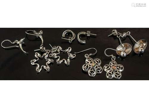 A Good Collection of Sterling Silver Earrings, five sets in ...