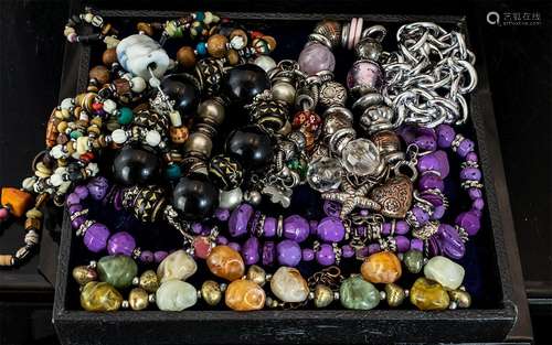 Collection of Continental Beads & Stone Set necklaces, i...