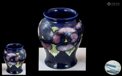 Moorcroft Small ` Blue Pansy ` Vase. Approx Size 4 Inches Hi...