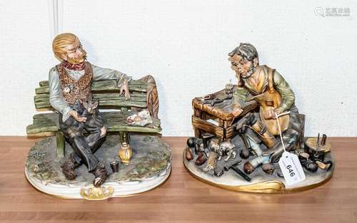 Two Capodimonte Figures, The Cobbler, signed and numbered to...