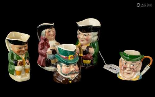 Collection of Five Miniature Toby Jugs, comprising Staffords...