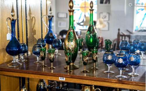 Collection of Coloured Venetian Glass, comprising a 15`` tal...