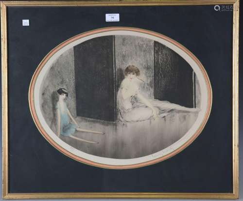 Louis Icart - French Doll/Poupé Moderne, oval colour etching...