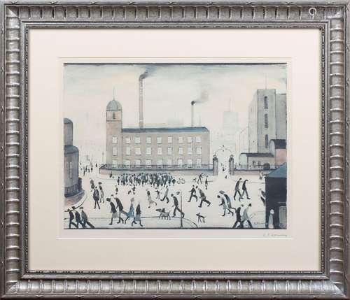 Laurence Stephen Lowry [L.S. Lowry] - Mill Scene, offset lit...