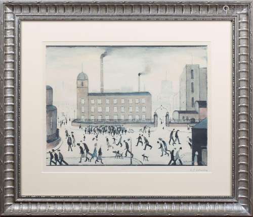 Laurence Stephen Lowry [L.S. Lowry] - Mill Scene, offset lit...