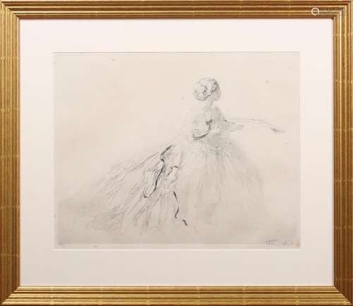 Drian [Adrien Désiré Etienne] - Lady wearing a Dress and hol...
