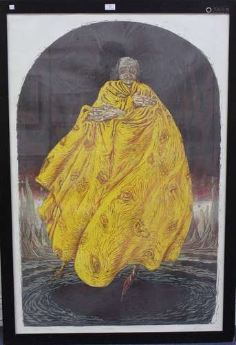 Magnus Irvin - 'Storyteller', 20th century linocut, signed, ...