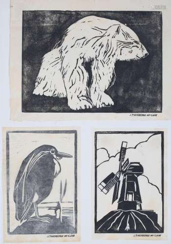 John Thoburn McGaw - Polar Bear, early 20th century linocut ...