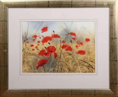 Andrew Dandridge - 'Many Poppies', 20th century watercolour ...