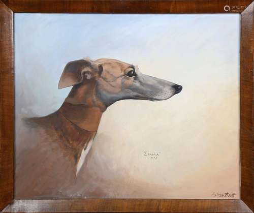 Ashton Booth - 'Emma' (Portrait of a Whippet or Greyhound), ...