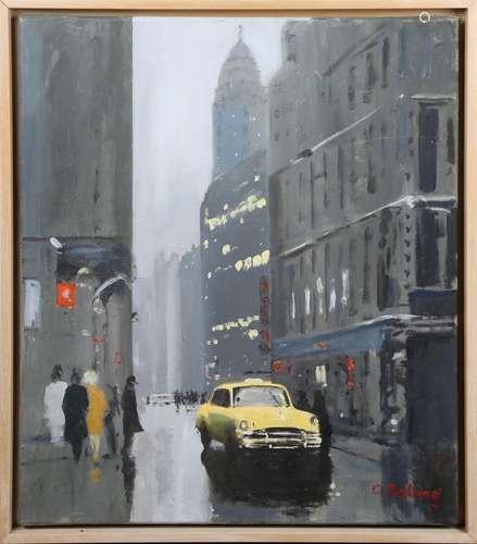 Chris Dolling - New York City Street Scene with Yellow Cab, ...