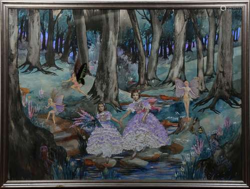 Spaj Atkinson - Fairies with Girls in a Woodland Setting, ea...