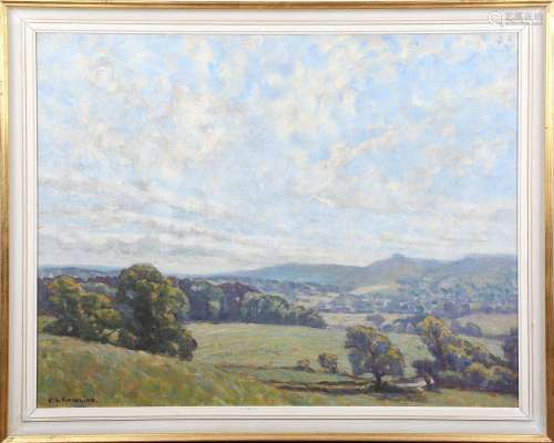 Ethel Louise Rawlins - Sussex Landscape with South Downs, 20...