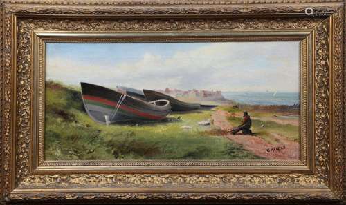 C. Atkins - Beached Boats, a pair of oils on canvas, both si...