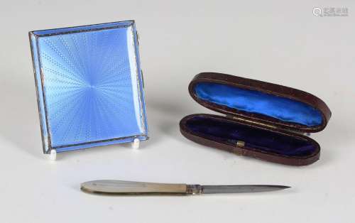 A Victorian silver and mother-of-pearl mounted folding fruit...