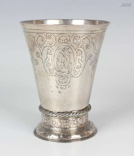 A late 17th century Continental silver beaker, probably Dutc...