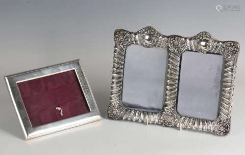 A late Victorian silver twin aperture shaped rectangular pho...