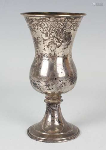 An Elizabeth II Judaic silver kiddush cup of baluster form, ...