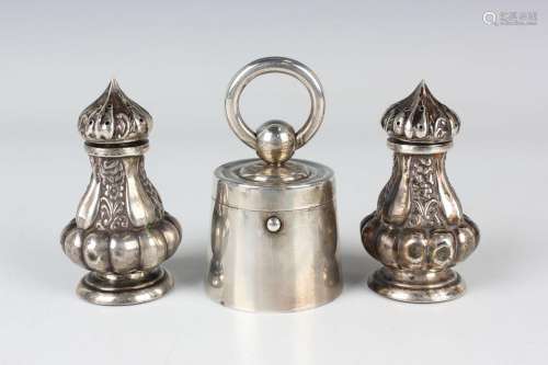 A Victorian silver novelty inkwell in the form of tapering c...
