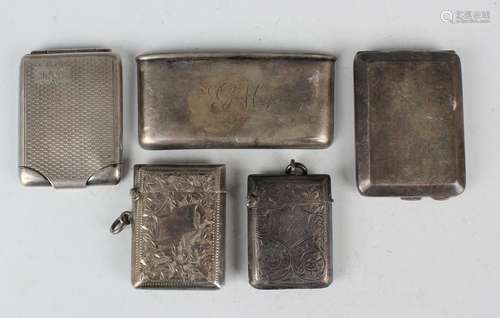 Two silver vesta cases, each with engraved foliate decoratio...