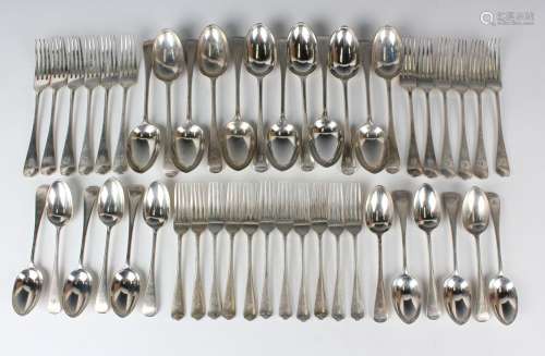 A late Victorian part canteen of silver Old English pattern ...