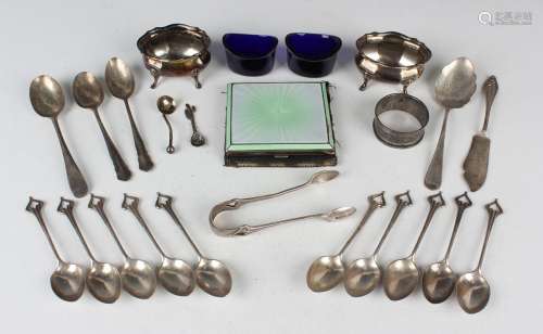 A set of ten Edwardian silver teaspoons and matching pair of...