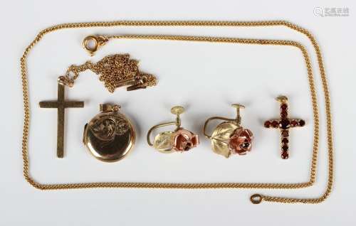 A small group of mostly 9ct gold jewellery, comprising a gar...