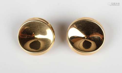 A pair of 18ct gold, Georg Jensen earclips, designed by Nann...