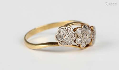 A gold, platinum and rose cut diamond ring, mid-20th century...