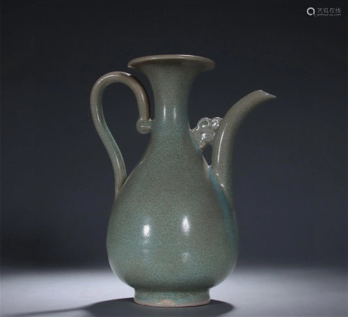 A Chinese Jun-Type Blue Glazed Porcelain Wine Pot