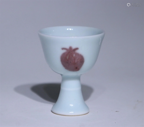 A Chinese Iron-Red Glazed Porcelain Stem-Cup