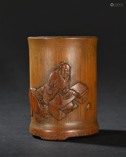 A Chinese Carved Bamboo Brush Pot