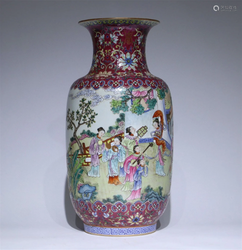 A Chinese Famille-Rose Glazed Porcelain Vase